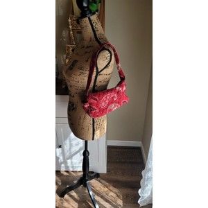 Vera Bradley Quilted Purse Red Satchel Shoulder Bag Retired Print Paisley EUC